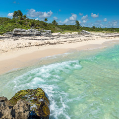 Wild Tropical Sandy Beach with Turquoise Waters. Caribbean Sea S