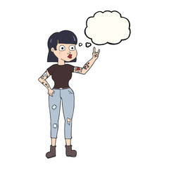 thought bubble cartoon rock girl