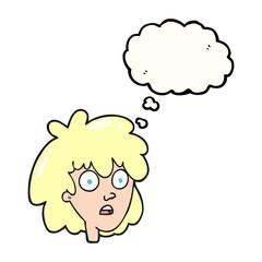 Obraz premium thought bubble cartoon female face