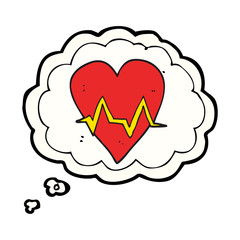 thought bubble cartoon heart rate pulse symbol