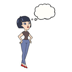 thought bubble cartoon woman