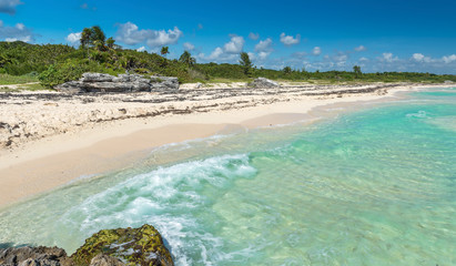 Wild Tropical Sandy Beach with Turquoise Waters. Caribbean Sea S