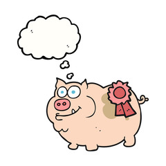 thought bubble cartoon prize winning pig