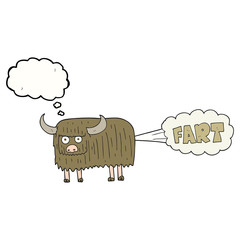 thought bubble cartoon hairy cow farting