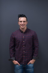 portrait of young startup business man in plaid shirt