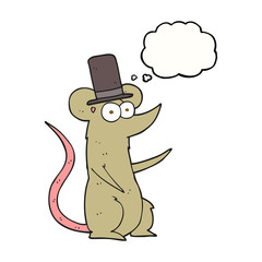 thought bubble cartoon mouse wearing top hat