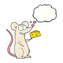 thought bubble cartoon mouse with cheese