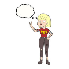 thought bubble cartoon rock girl