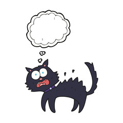 thought bubble cartoon scared black cat