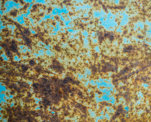 texture of rust pattern on blue metal background