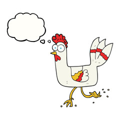 thought bubble cartoon chicken running
