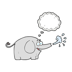 thought bubble cartoon elephant squirting water
