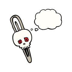 thought bubble cartoon skull hairclip
