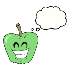 thought bubble cartoon grinning apple