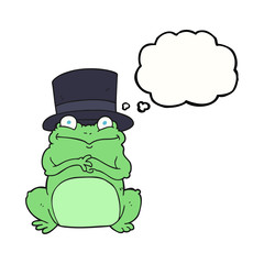 thought bubble cartoon frog in top hat