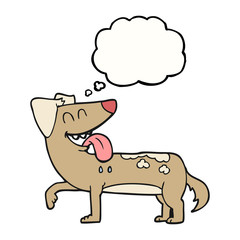 thought bubble cartoon panting dog