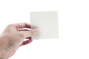 Fototapeta premium hand grips a note paper (isolated mode)