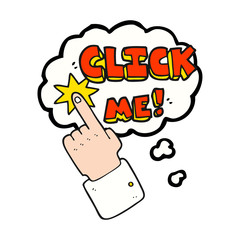 click me thought bubble cartoon sign