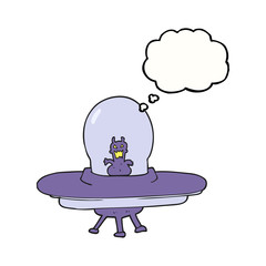 thought bubble cartoon alien spaceship