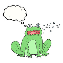 thought bubble cartoon burping frog