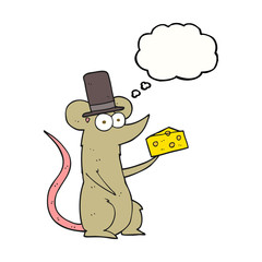 thought bubble cartoon mouse with cheese