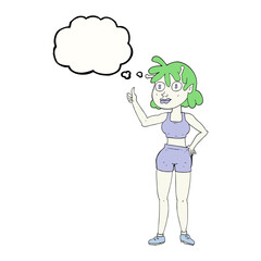 thought bubble cartoon alien gym girl
