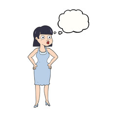 thought bubble cartoon woman with hands on hips