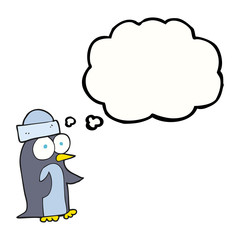 thought bubble cartoon penguin
