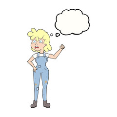 thought bubble cartoon woman shaking fist
