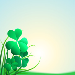 Three clover leaf on white background, vector illustration for St. Patrick's day.