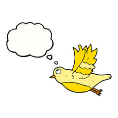 thought bubble cartoon bird flying
