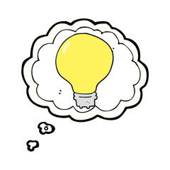 thought bubble cartoon light bulb