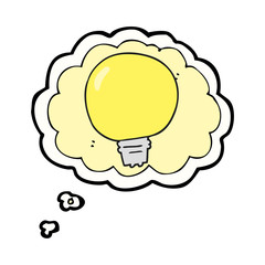 thought bubble cartoon light bulb