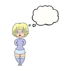 thought bubble cartoon happy woman