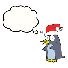 thought bubble cartoon christmas penguin