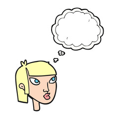 thought bubble cartoon female face