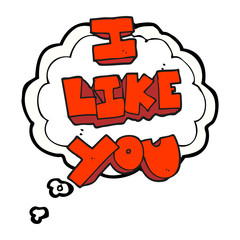 I like you thought bubble cartoon symbol