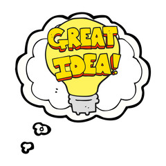 thought bubble cartoon great idea light bulb symbol