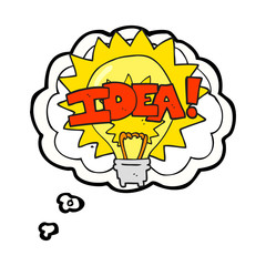 thought bubble cartoon idea light bulb symbol