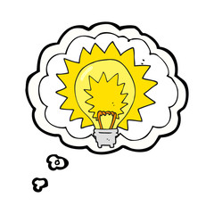 thought bubble cartoon light bulb shining