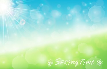 Obraz premium Nature spring bokeh background with sunbeam
