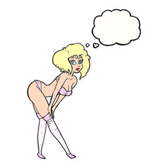 thought bubble cartoon pin up girl