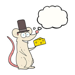 thought bubble cartoon mouse with cheese
