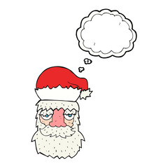 thought bubble cartoon tired santa claus face