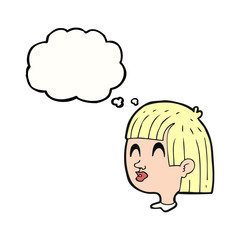 thought bubble cartoon female face