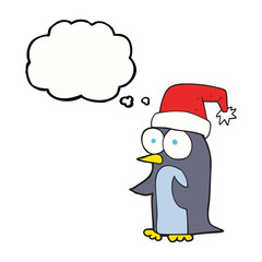 thought bubble cartoon christmas penguin