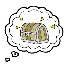 thought bubble cartoon treasure chest