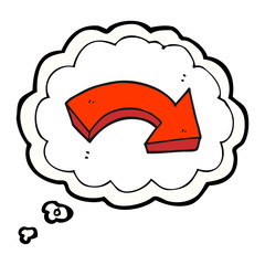 thought bubble cartoon pointing arrow