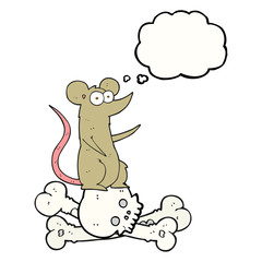 thought bubble cartoon rat on bones