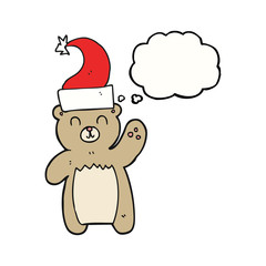 thought bubble cartoon teddy bear waving